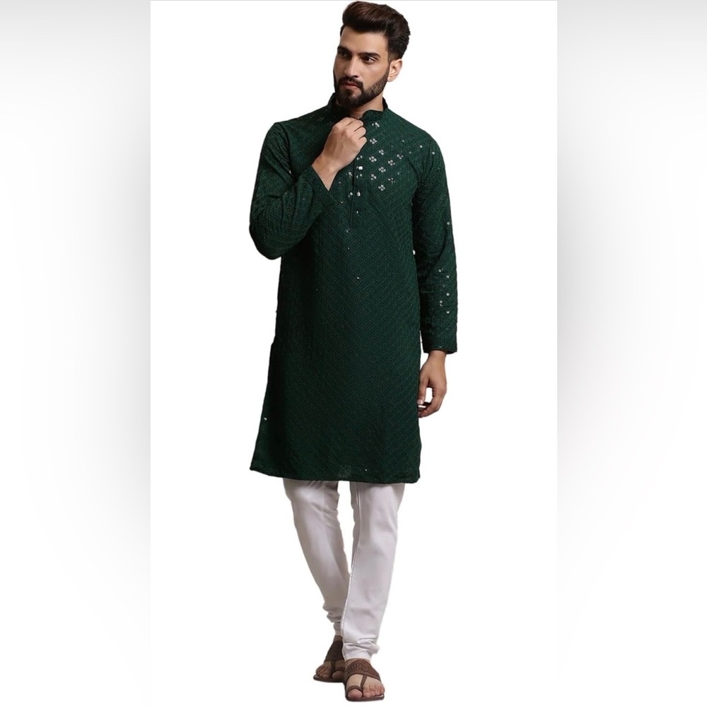 Sojanya Since 1958 Men's Pure Cotton Sequined Kurta